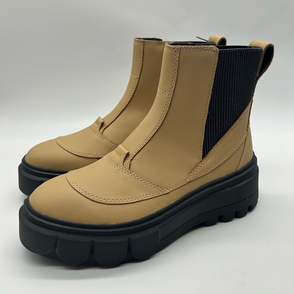 Sorel Caribou X Chelsea WP Tan Waterproof Chunky Lug Boots Women’s 9.5 NIB - Picture 5 of 15